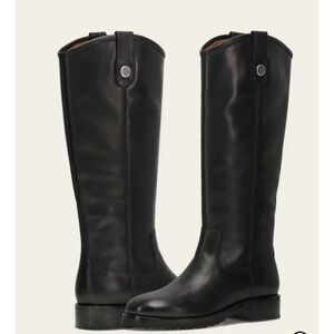 Frye Melissa Button Lug Wide Calf Black Leather 9